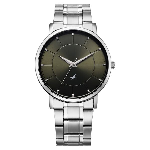 Fastrack Stunners X Quartz Analog Green Dial Stainless Steel Strap Watch For Guys - image number 0