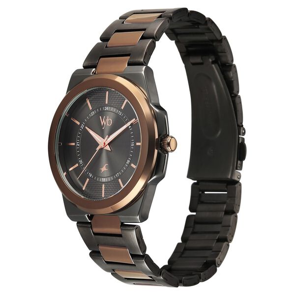 Vyb Nimbus By Fastrack Quartz Analog Grey Dial Two Toned Stainless Steel Strap Watch For Guys - image number 4