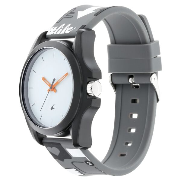 Fastrack Hashtag Quartz Analog White Dial Silicone Strap Unisex Watch - image number 2