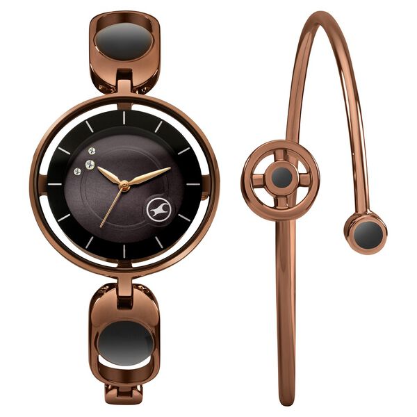 Fastrack Pulse Quartz Analog Black Dial Metal Strap Watch For Girls - image number 0