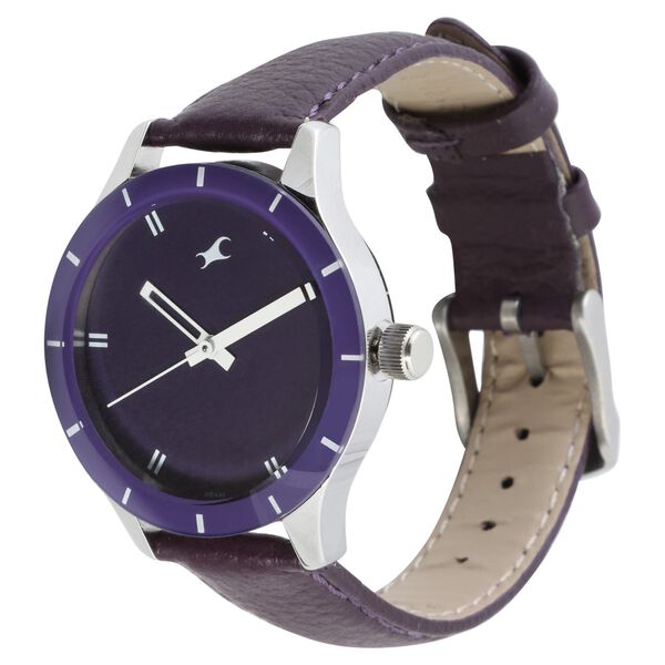 Fastrack Quartz Analog Purple Dial Leather Strap Watch for Girls - image number 1