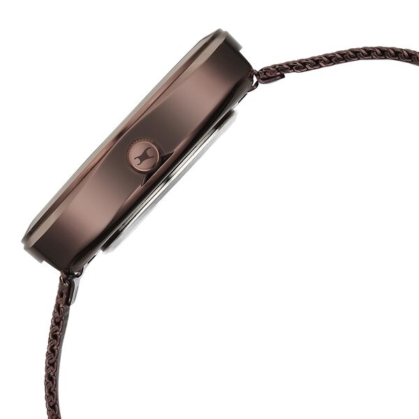 Fastrack Gelato brown multifunction metal strap watch with Chocolate dial for Girls - image number 4