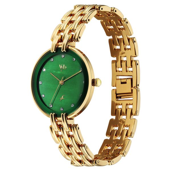 Vyb Eclipse By Fastrack Quartz Analog Green Dial Metal Strap Watch For Girls - image number 3