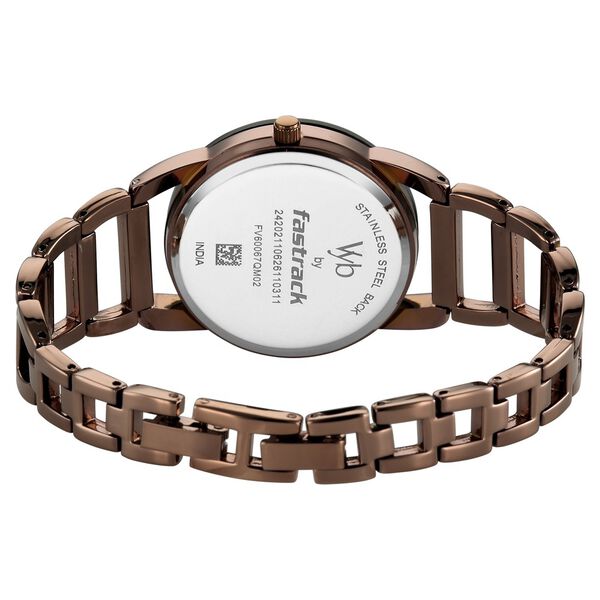 Vyb Striker By Fastrack Quartz Analog Brown Dial Brown Metal Strap Watch For Girls - image number 6