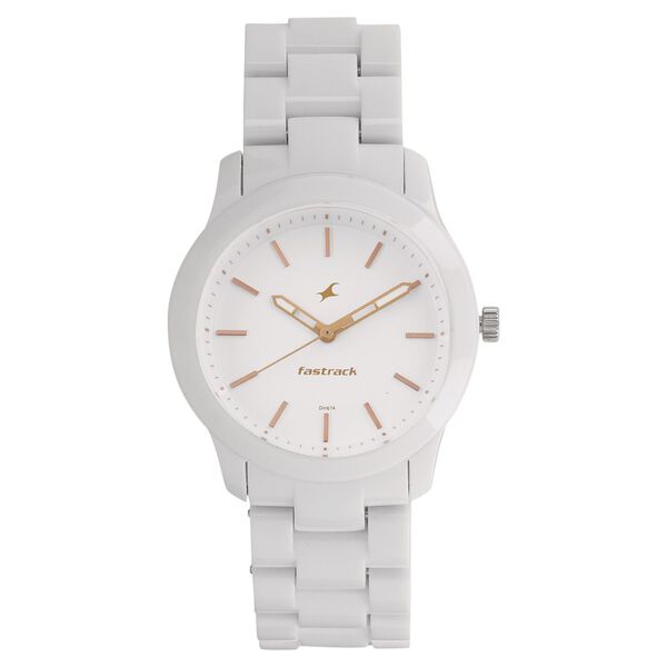 Fastrack Trendies Quartz Analog White Dial Plastic Strap Watch for Girls - image number 0