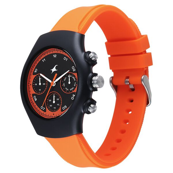 Fastrack Hype Multifunction with Black dial Orange Silicon Strap watch for Guys - image number 2