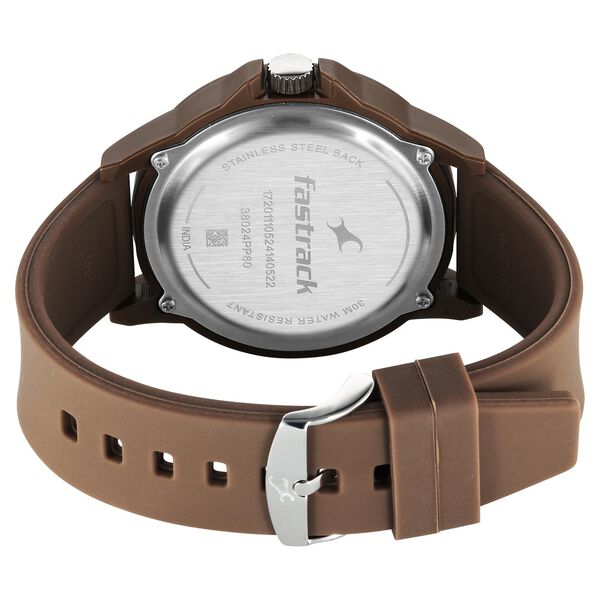Fastrack Tees Urbanique Quartz Analog Brown Dial Silicon Strap Watch For Guys - image number 4