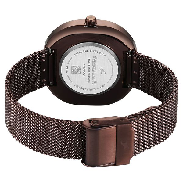 Fastrack Gelato brown multifunction metal strap watch with Chocolate dial for Girls - image number 5