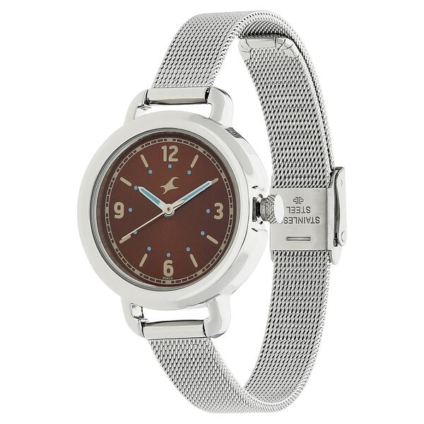 Fastrack Bare Basics Quartz Analog Brown Dial Stainless Steel Strap Watch for Girls - image number 1