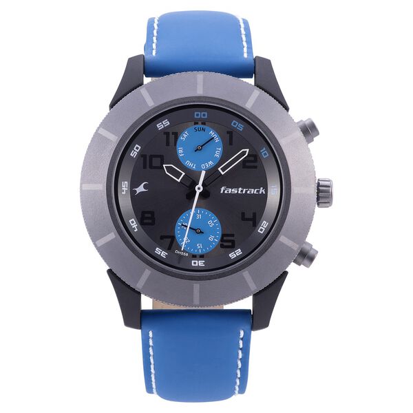 Fastrack Modular Quartz Analog Anthracite Dial Leather Strap Watch for Guys - image number 1