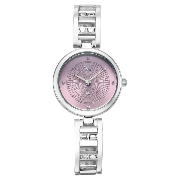 Vyb Seeker By Fastrack Quartz Analog Purple Dial Silver Metal Strap Watch For Girls - image number 0