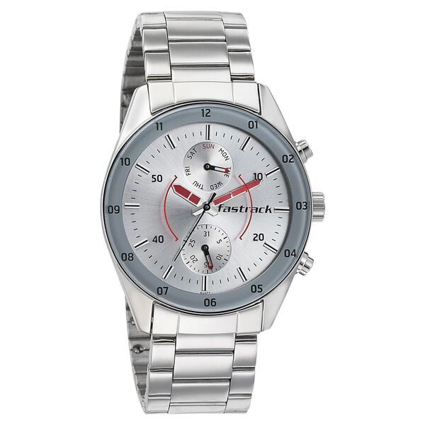 Fastrack Space Rover Quartz Multifunction Silver Dial Stainless Steel Strap Watch for Guys - image number 0
