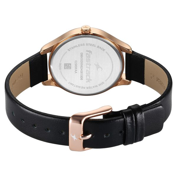 Fastrack Stunners Quartz Analog Black Dial Black Leather Strap Watch For Girls - image number 4