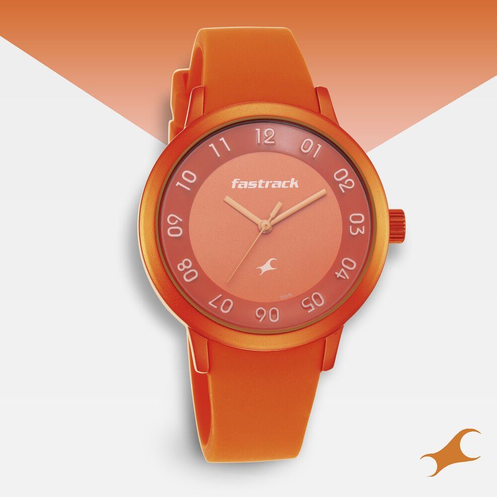 Pop Colours Orange Dial Silicone Strap Watch for Girls