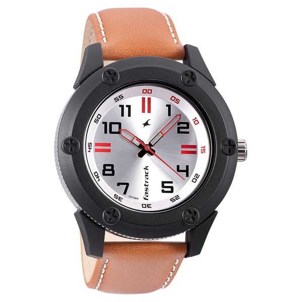 Fastrack Modular Quartz Analog Silver Dial Leather Strap Watch for Guys - image number 0