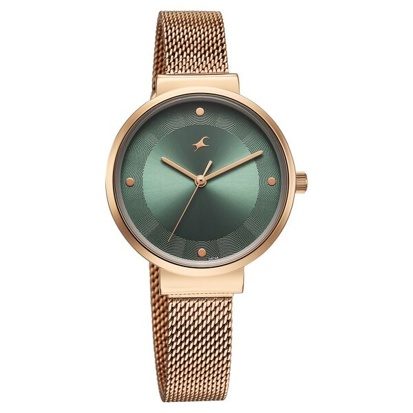 Fastrack Stunners X Quartz Analog Green Dial Stainless Steel Strap Watch For Girls - image number 1