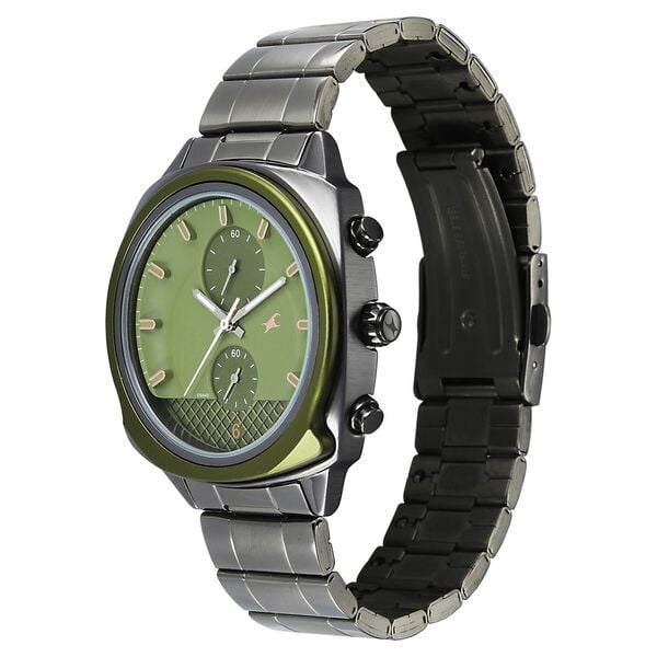 Fastrack Gelato Gunmetal chronograph watch with Pista green dial for Guys - image number 2