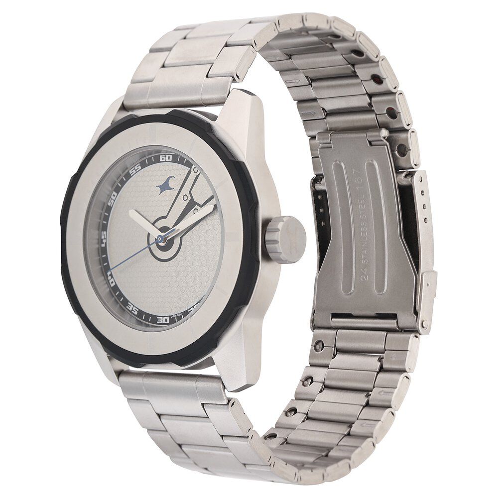 Fastrack Quartz Analog Silver Dial Stainless Steel Strap Watch for