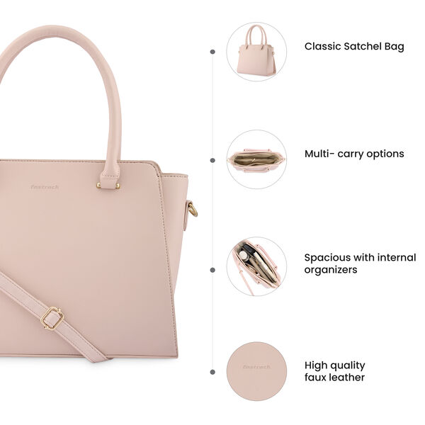 Fastrack Powder Pink Large Satchel Bag for Women - image number 9