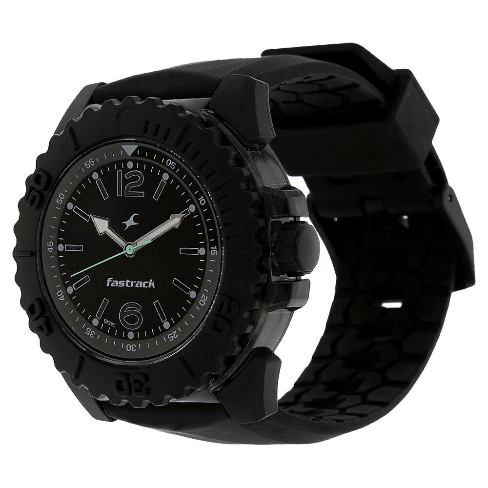 Fastrack Quartz Analog Black Dial Silicone Strap Watch for Guys