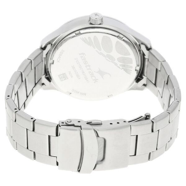 Fastrack Loopholes Quartz Analog with Date White Dial Stainless Steel Strap Watch for Guys - image number 4