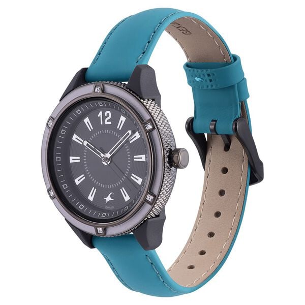 Fastrack Quartz Analog Black Dial Leather Strap Watch for Girls - image number 2