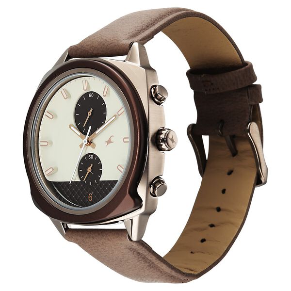 Fastrack Gelato Brown chronograph watch with Cookies n Cream dial for Guys - image number 4