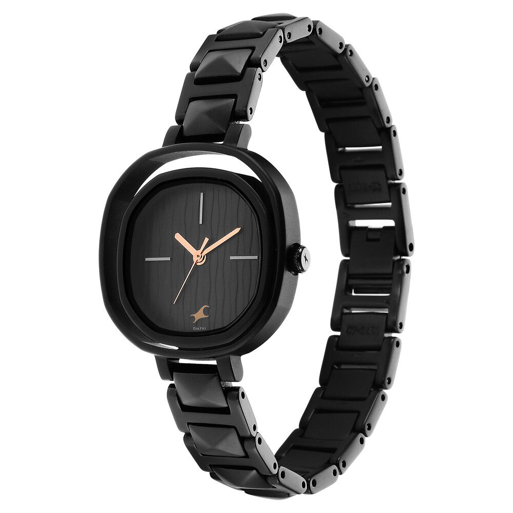 Fast track black metal watch sale