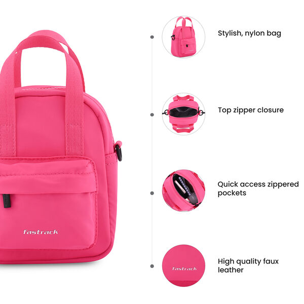 Fastrack Snack-Pack Pink Sling Bag with Detachable Sling - image number 8