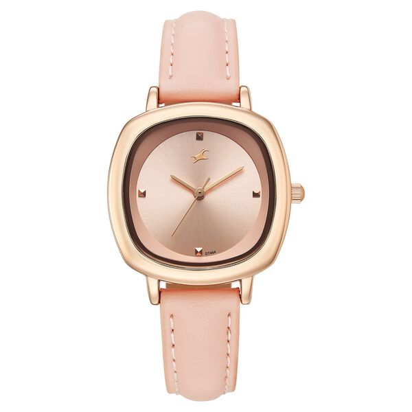 Fastrack Stunners Quartz Analog Rose Gold Dial Rose Gold Leather Strap Watch For Girls - image number 0