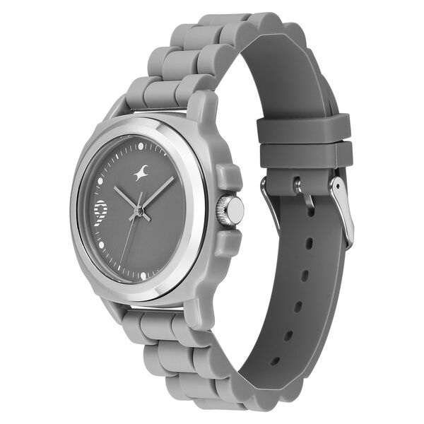 Fastrack Hype Bounce Quartz Analog Grey Dial Grey Silicone Strap Watch For Guys - image number 2