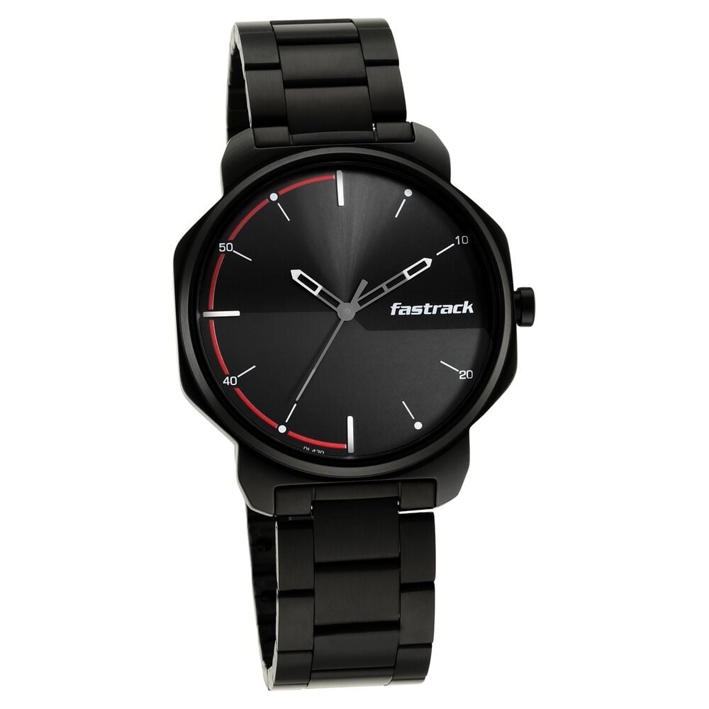Buy Online Fastrack Stunners Quartz Analog Black Dial Metal Strap Watch for Guys ns3254nm01 Fastrack