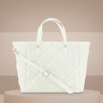 White Quilted Tote Bag - image number 0