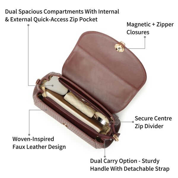 Twine charm satchel - brown - image number 3