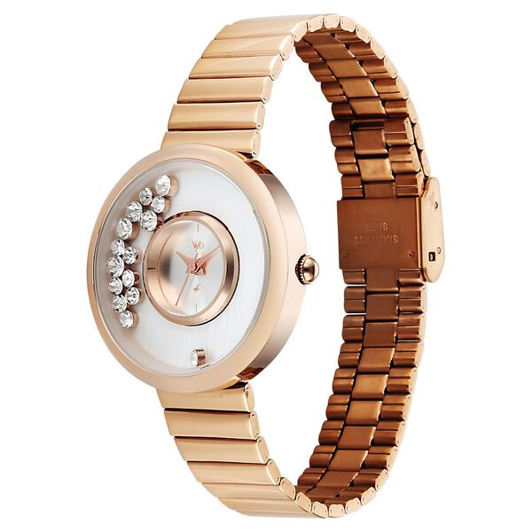 Vyb Celeste By Fastrack Quartz Analog White Dial Rose Gold Stainless Steel Strap Watch For Girls - image number 2
