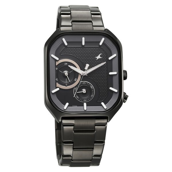 Fastrack Groove Multifunction Black Dial Metal Strap Guy's Watch with Lume indices - image number 1