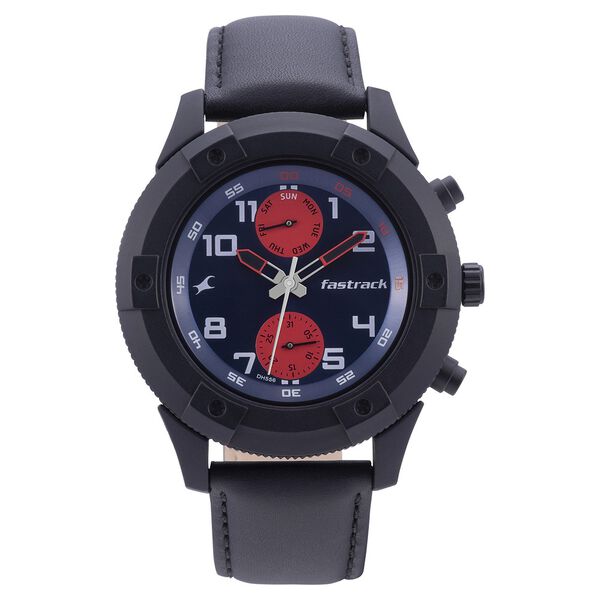 Fastrack Modular Quartz Analog Blue Dial Leather Strap Watch for Guys - image number 1