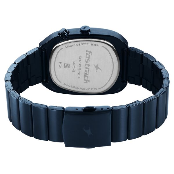 Fastrack UFO Quartz Multifunction Black Dial Blue Stainless Steel Strap Watch For Guys - image number 5