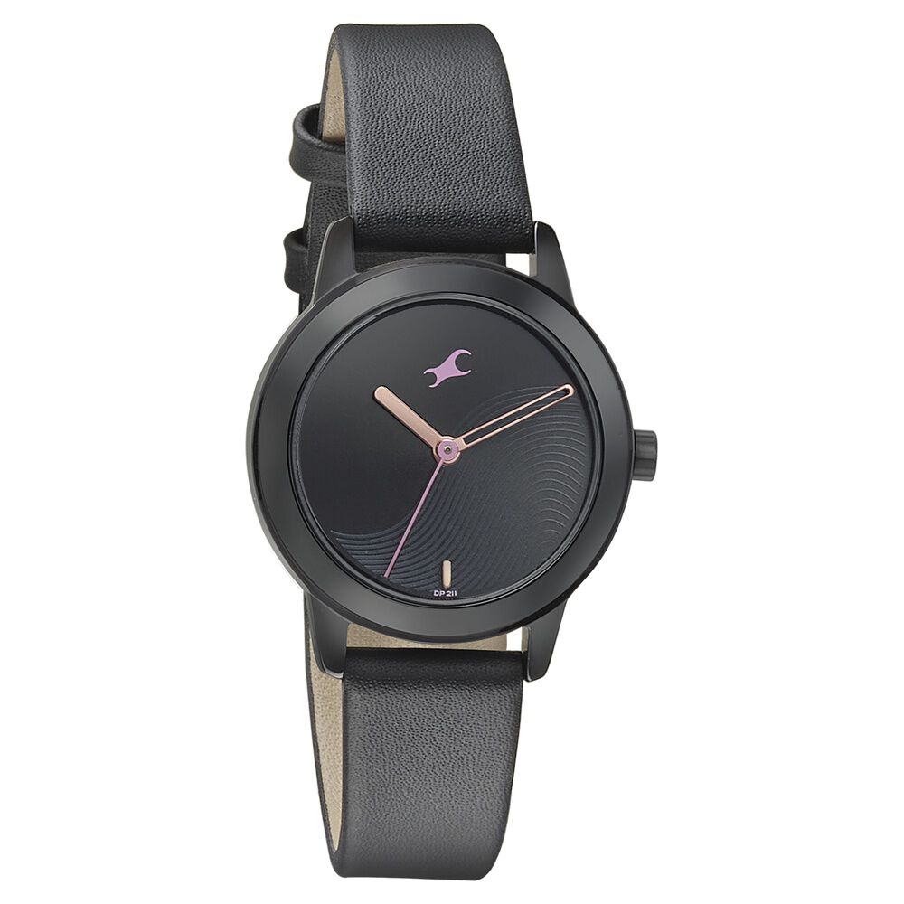 Buy Online Fastrack Pulse Quartz Analog Black Dial Leather Strap Watch for Girls 68008nl01 p Fastrack