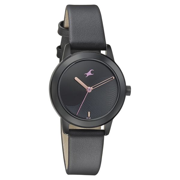 Fastrack Pulse Quartz Analog Black Dial Leather Strap Watch for Girls - image number 0