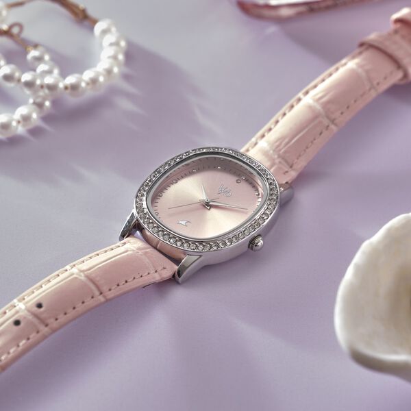 Fastrack Vyb Mirage Quartz Analog Pink Dial Pink Color Leather Strap Watch For Girls - image number 0