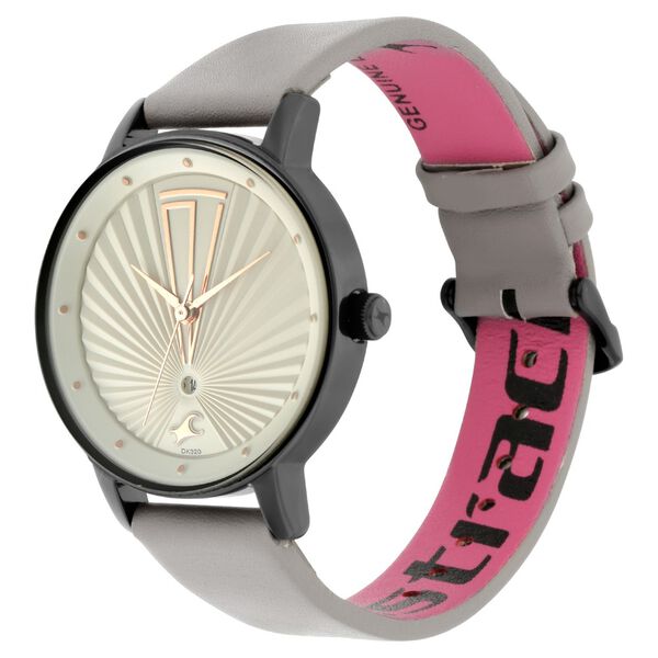 Fastrack Ruffles Quartz Analog with Date Grey Dial Leather Strap Watch for Girls - image number 3