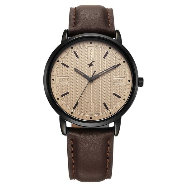 Fastrack Stunners X Quartz Analog Beige Dial Leather Strap Watch For Guys - image number 0