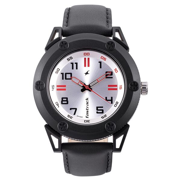 Fastrack Modular Quartz Analog Silver Dial Leather Strap Watch for Guys - image number 1