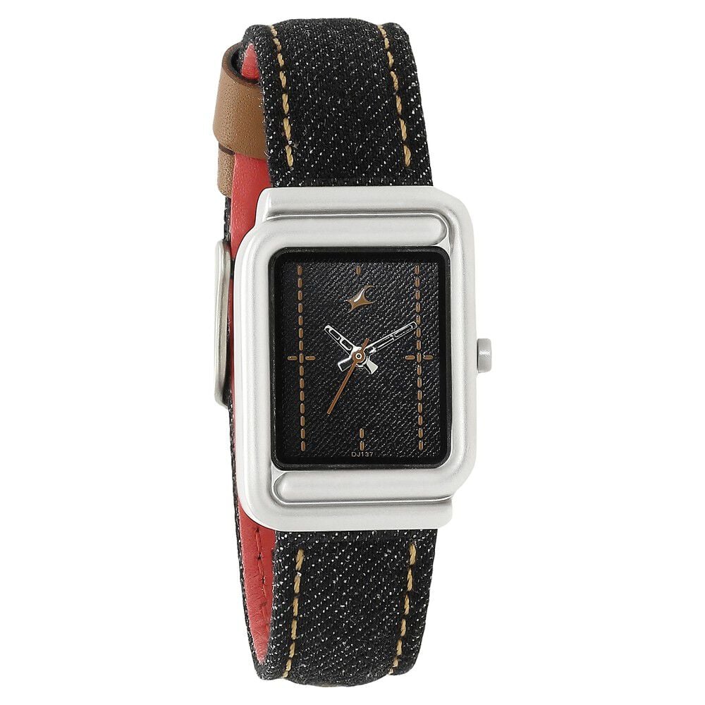 Buy Online Fastrack Denim Quartz Analog Blue Dial Denim Strap Watch for Girls 6184sl01 Fastrack