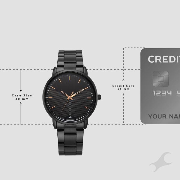 Fastrack Stunners Quartz Analog Black Dial Brown Stainless Steel Strap Watch For Guys - image number 3