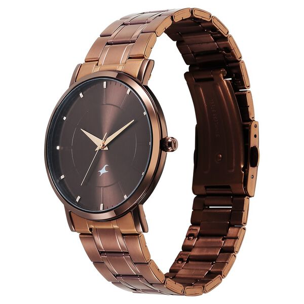 Fastrack Stunners X Quartz Analog Brown Dial Stainless Steel Strap Watch For Guys - image number 2