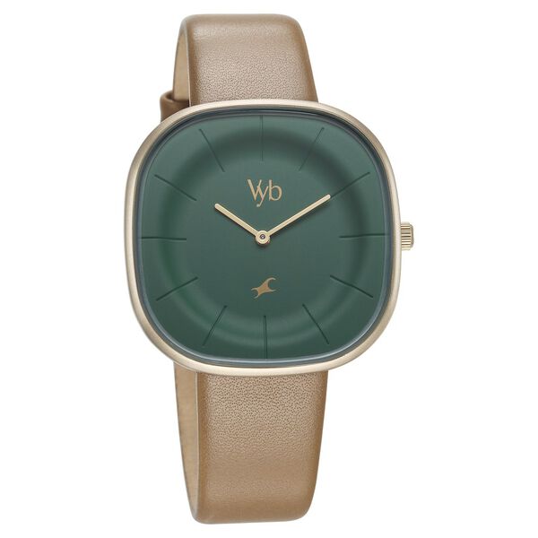 Fastrack Vyb Successor Quartz Analog Green Dial Leather Strap Watch For Girls - image number 2