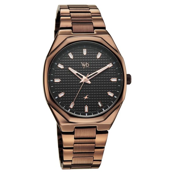 Vyb Nimbus By Fastrack Quartz Analog Black Dial Brown Metal Strap Watch For Guys - image number 1