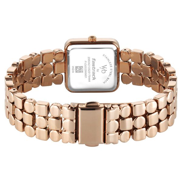 Vyb Iconiqu? By Fastrack Quartz Analog Lilac Mother of Pearl Dial Rose Gold Metal Strap Watch For Girls - image number 6